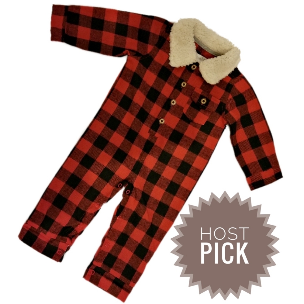 Mud Pie 3-6 Months Baby Boy Plaid Jumpsuit